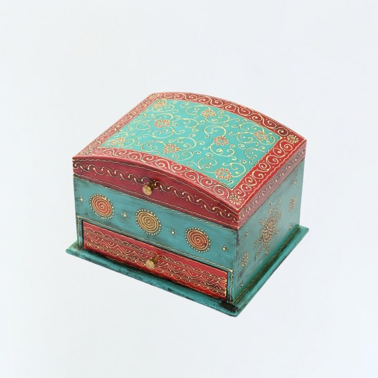 Hand painted jewellery box and organizer - Blue