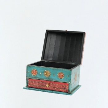 Hand painted jewellery box and organizer - Blue