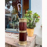 Wooden polished umbrella stand with Brass work 21 Inches