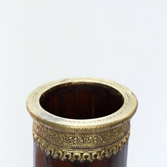 Wooden polished umbrella stand with Brass work 21 Inches