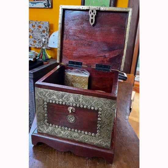 Fine Brass Art Wooden box and Organizer