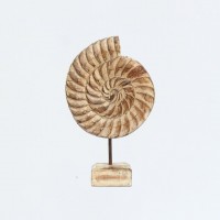 Distressed White Wooden Spiral Block on Stand