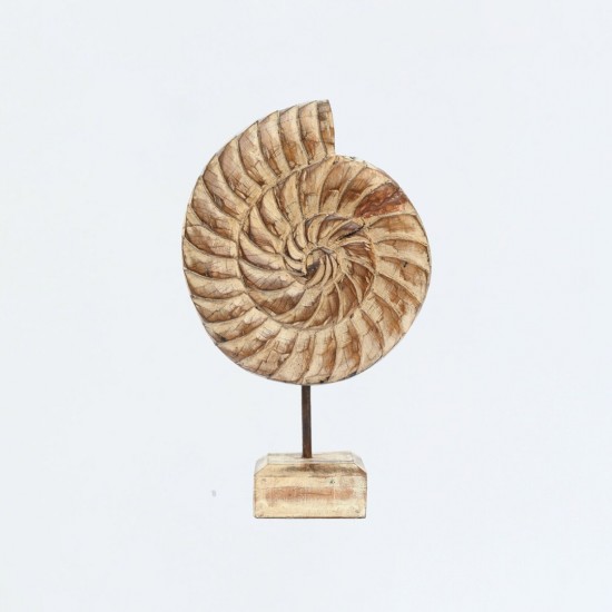 Distressed White Wooden Spiral Block on Stand