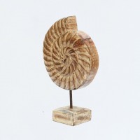 Distressed White Wooden Spiral Block on Stand