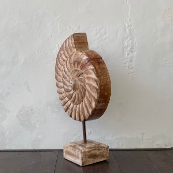 Distressed White Wooden Spiral Block on Stand