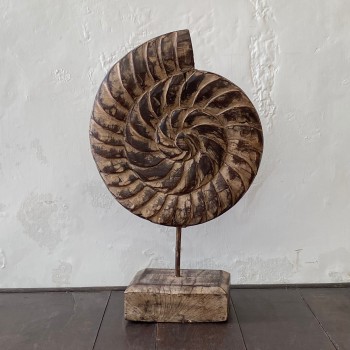 Distressed Brown Wooden Spiral Block on Stand