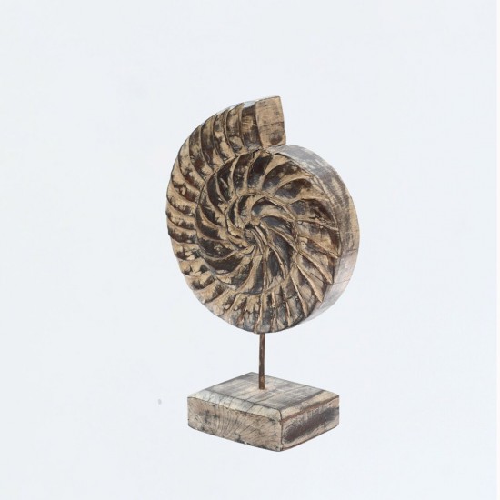 Distressed Brown Wooden Spiral Block on Stand