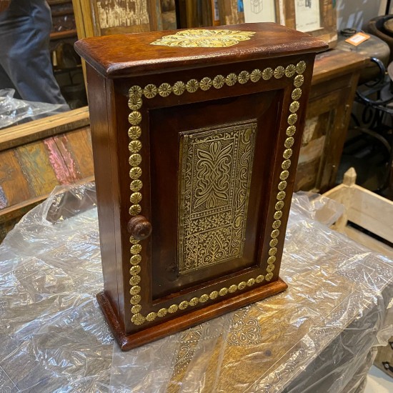 Elegant Wooden Key Box with Brass Work 