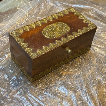 Elegant Wooden Trinket Box with Brass Work 