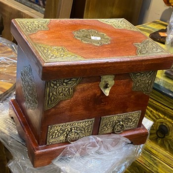 Mini Wooden Trunk / Organizer with Brass Hand Work