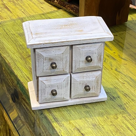 White Distressed Mini Chest of Drawers