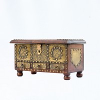 Mini wooden chest of drawers with fine brass work