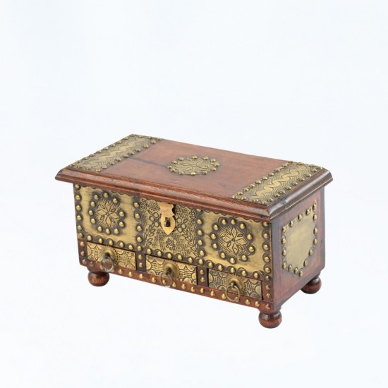 Mini wooden chest of drawers with fine brass work