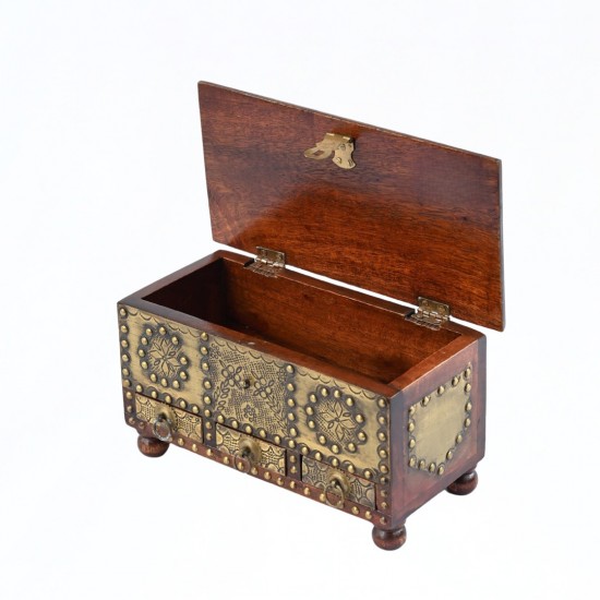 Mini wooden chest of drawers with fine brass work