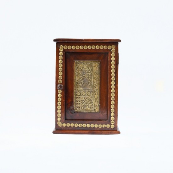 Elegant Wooden Key Box with Brass Work 