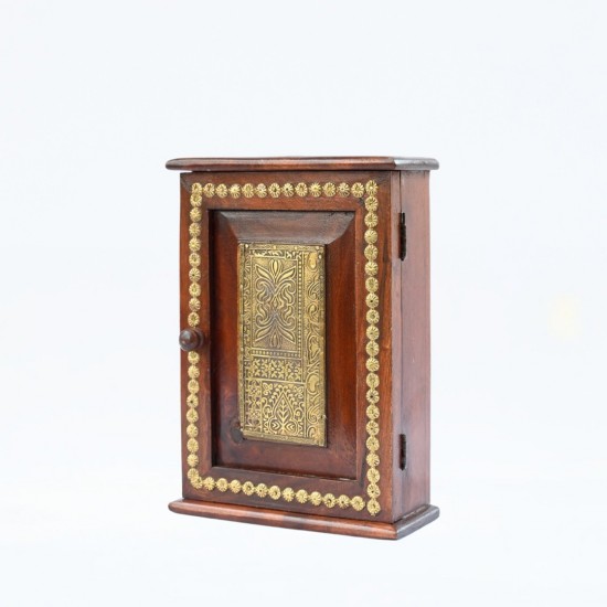 Elegant Wooden Key Box with Brass Work 