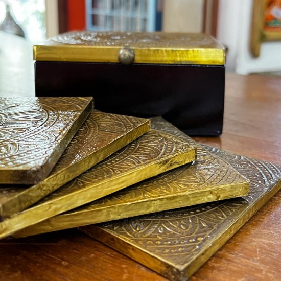 Elegant Coasters with Brass Work 