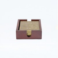 Elegant Brass Coasters with Wooden Box