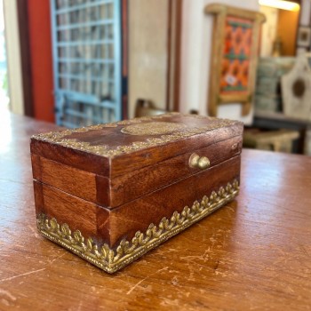 Elegant Wooden Trinket Box with Brass Work 