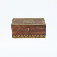 Elegant Wooden Trinket Box with Brass Work 