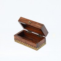 Elegant Wooden Trinket Box with Brass Work 