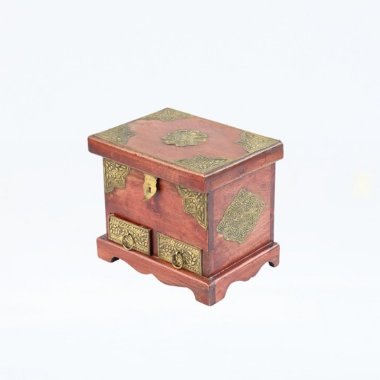 Mini Wooden Trunk / Organizer with Brass Hand Work