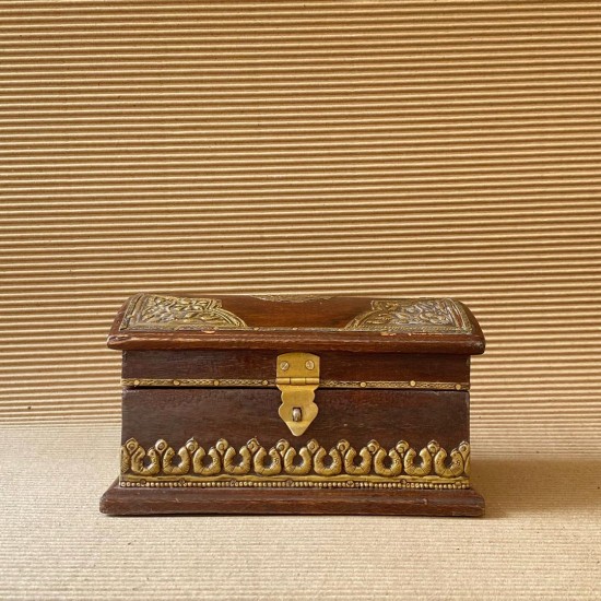 Elegant Wooden Organizer with Brass Work - Small