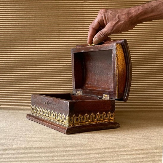 Elegant Wooden Organizer with Brass Work - Small