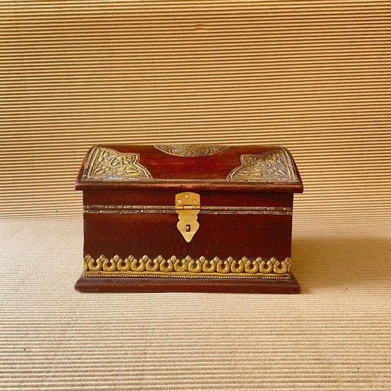 Elegant Wooden Organizer with Brass Work - Small