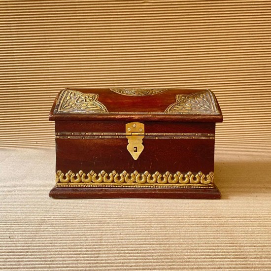 Elegant Wooden Organizer with Brass Work - Medium