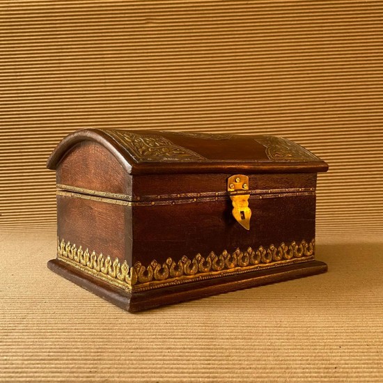 Elegant Wooden Organizer with Brass Work - Medium