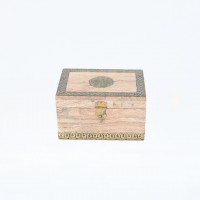 Wooden Box with Natural Polish and Brass Work - Large