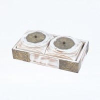 Distressed White Wooden Containers with Brass Work