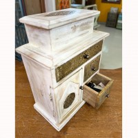 White Wooden Chest of Drawers with Hand Brass work