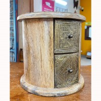 Round Shaped Wooden Chest of Drawers with Brass Work