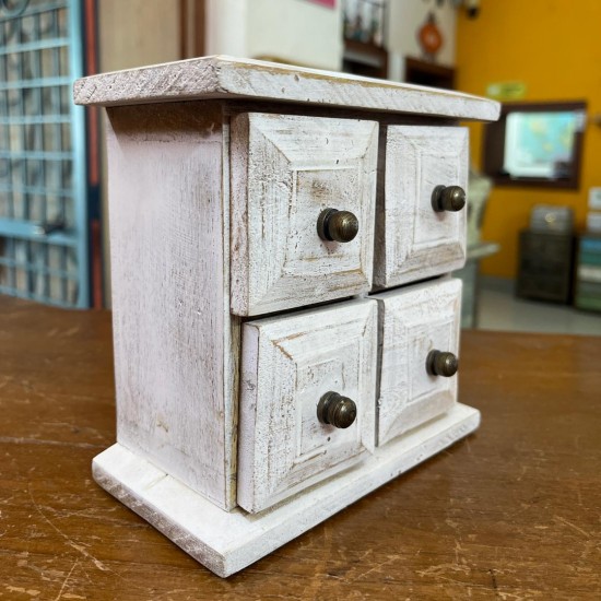 White Distressed Mini Chest of Drawers