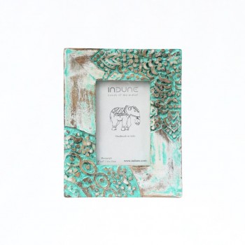 Green Distressed Hand Carved Wooden Photo Frames