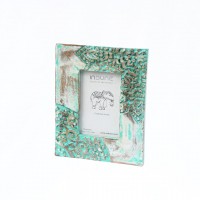 Green Distressed Hand Carved Wooden Photo Frames