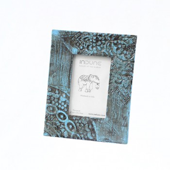 Blue Distressed Hand Carved Wooden Photo Frames