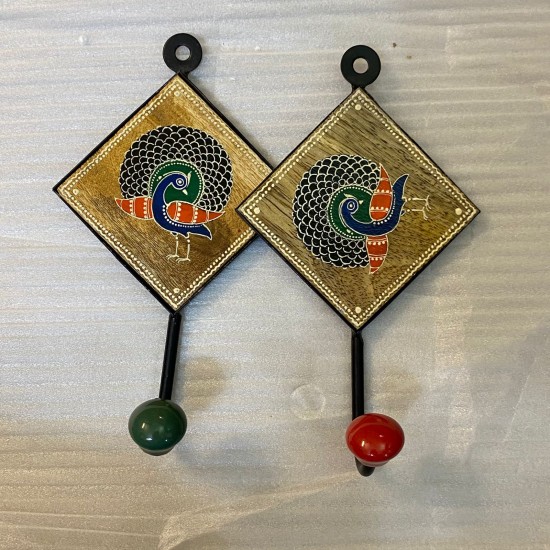 Wooden Peacock Hooks