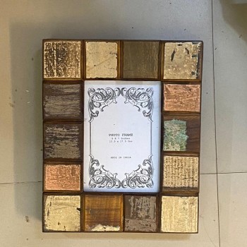 Distressed Wooden Block Photo Frame