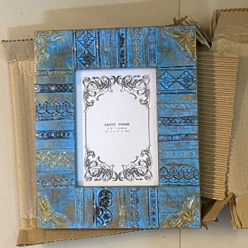 Distressed Blue Wooden Photo Frame