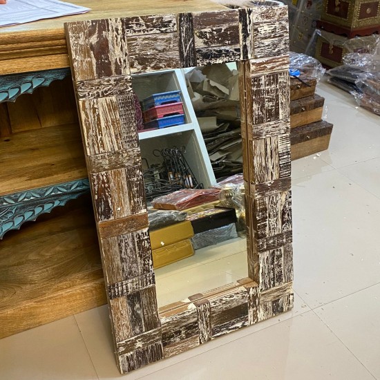 Reclaimed Wooden Distressed Mirror Frame