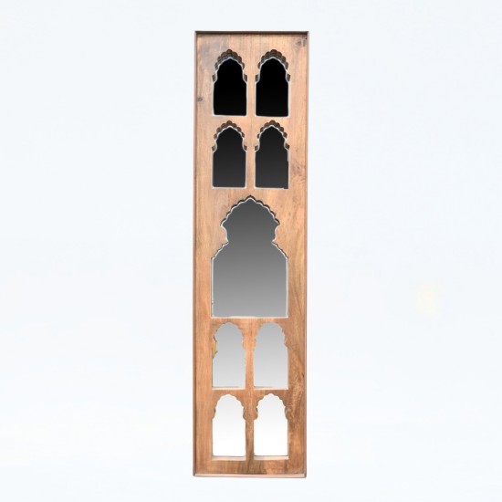 Timeless Wooden Mirror Frame with Nine Jharokha