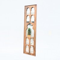 Timeless Wooden Mirror Frame with Nine Jharokha