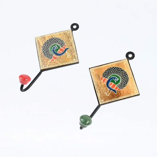 Wooden Peacock Hooks