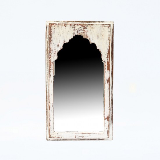 Distressed White Wooden Old Style Mirror Frame