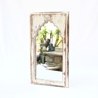 Distressed White Wooden Old Style Mirror Frame