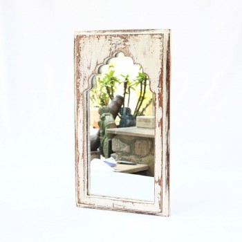 Distressed White Wooden Old Style Mirror Frame