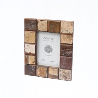 Distressed Wooden Block Photo Frame